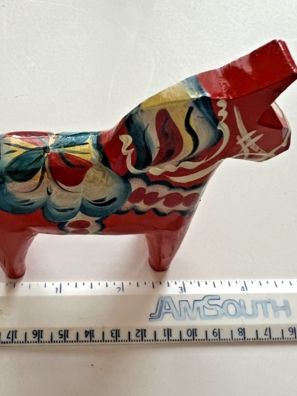 Swedish Dala Horse Red Wooden 4” tall Nils Olsson AKTA Dalahemslojd Hand Painted - Picture 6 of 7